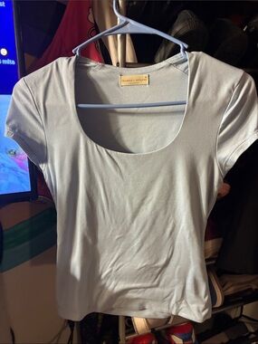 Light Blue Scoop Neck Women's Top